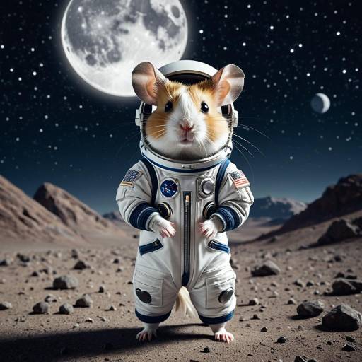 Hamster Astronaut on Moon Surface