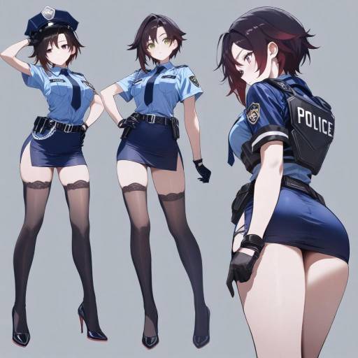 Stylish Policewoman in Uniform Showcase