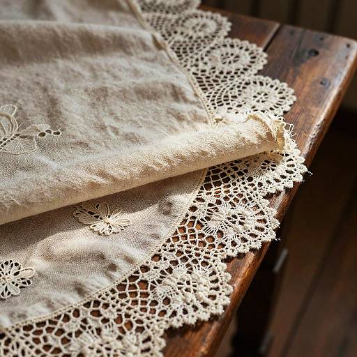 Vintage Lace on Rustic Wooden Table
