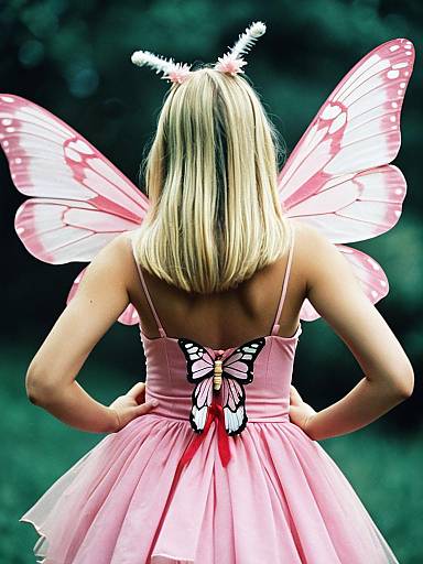 Girl in Pink Butterfly Fairy Costume