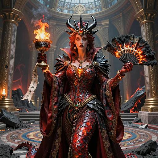 Crimson-Scaled Baroness in Volcanic Realm