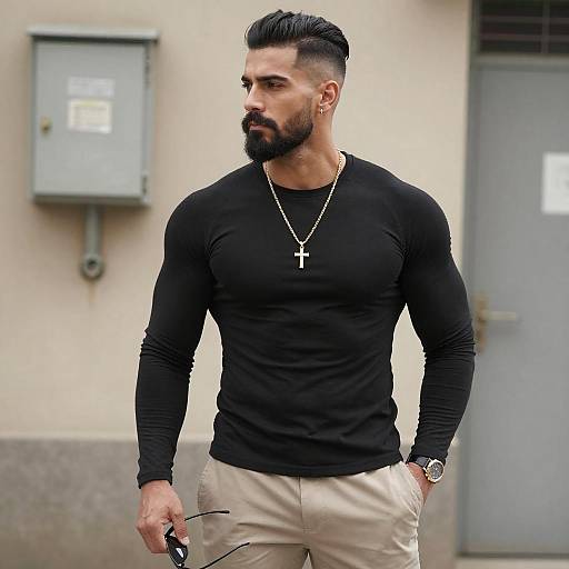 Stylish Bearded Man Portrait in Urban Setting