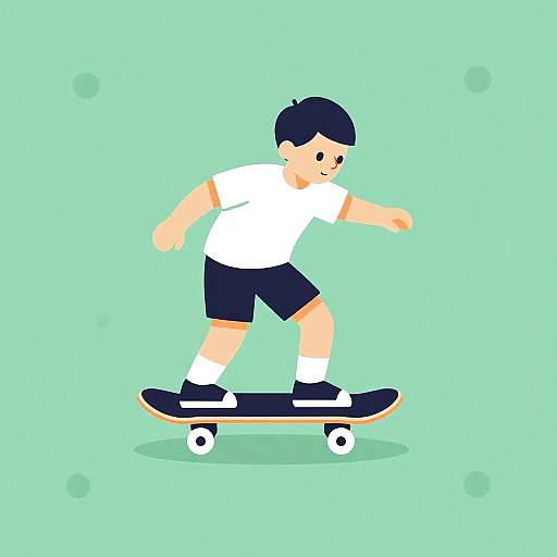 Minimalist Teen Skateboarding Illustration