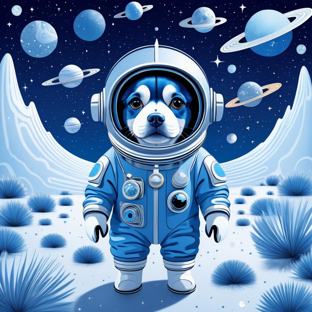 Astronaut Dog in Cosmic Dreamscape