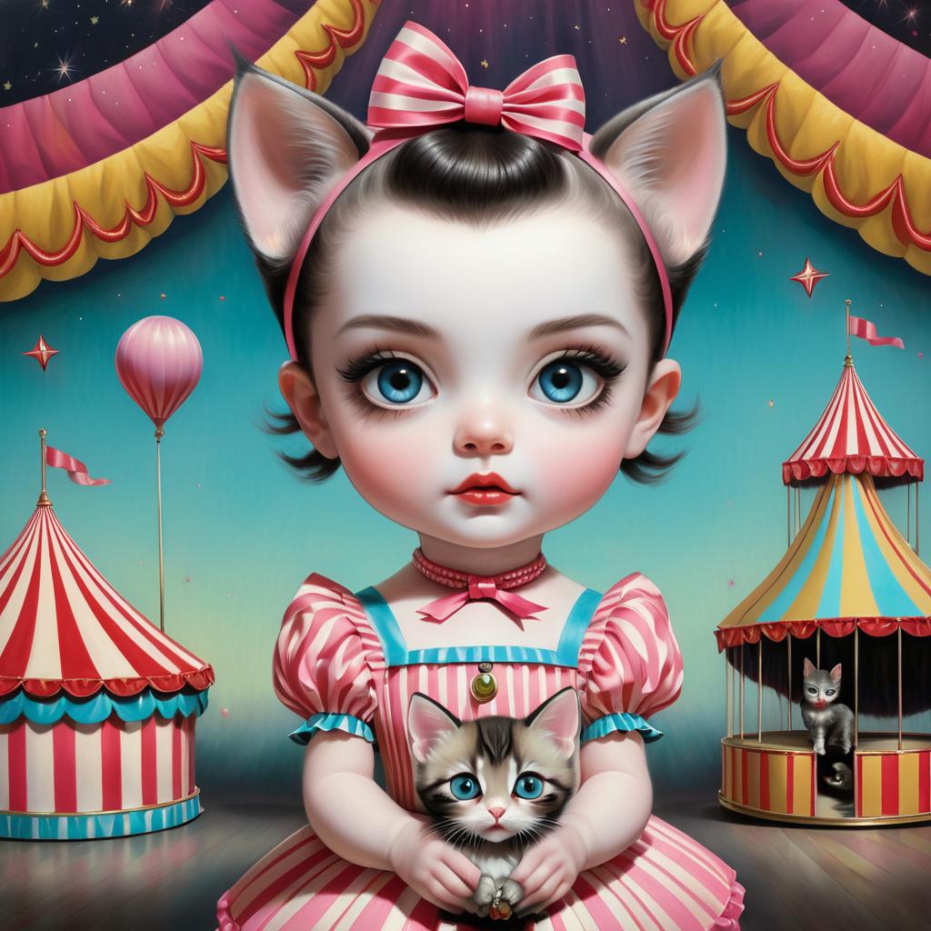 Hyper-Realistic Vintage Circus Kitten Art