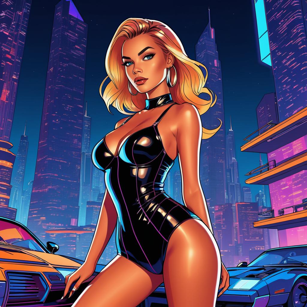 Futuristic Cartoon Nightlife Artwork