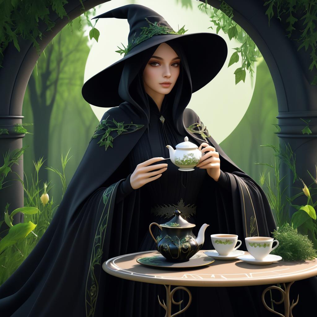 Elegant Witch Zara with Herbal Tea