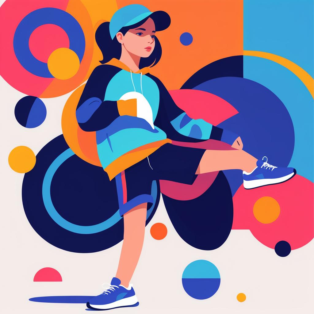 Minimalist Illustration of Sporty Teenager