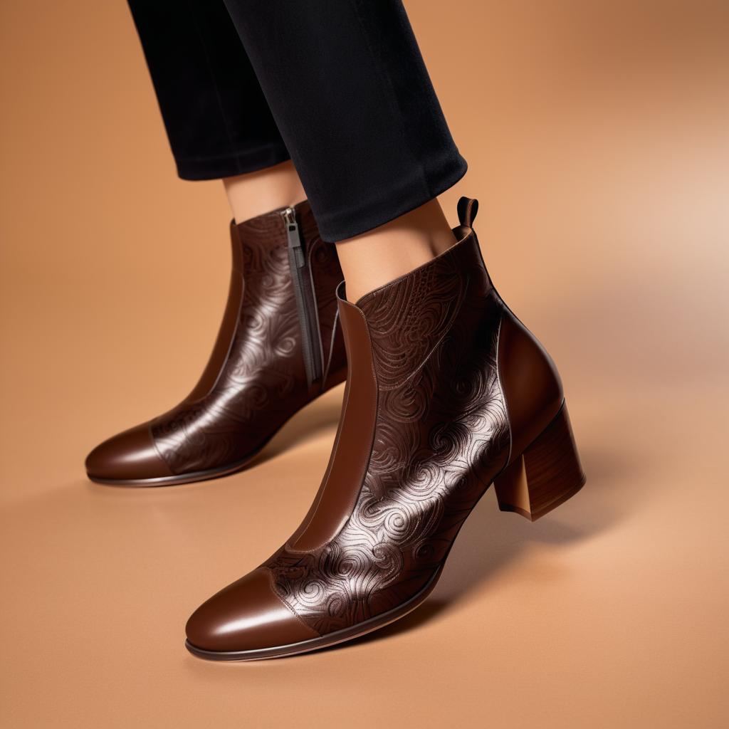 Vintage-Inspired Sleek Leather Ankle Boots