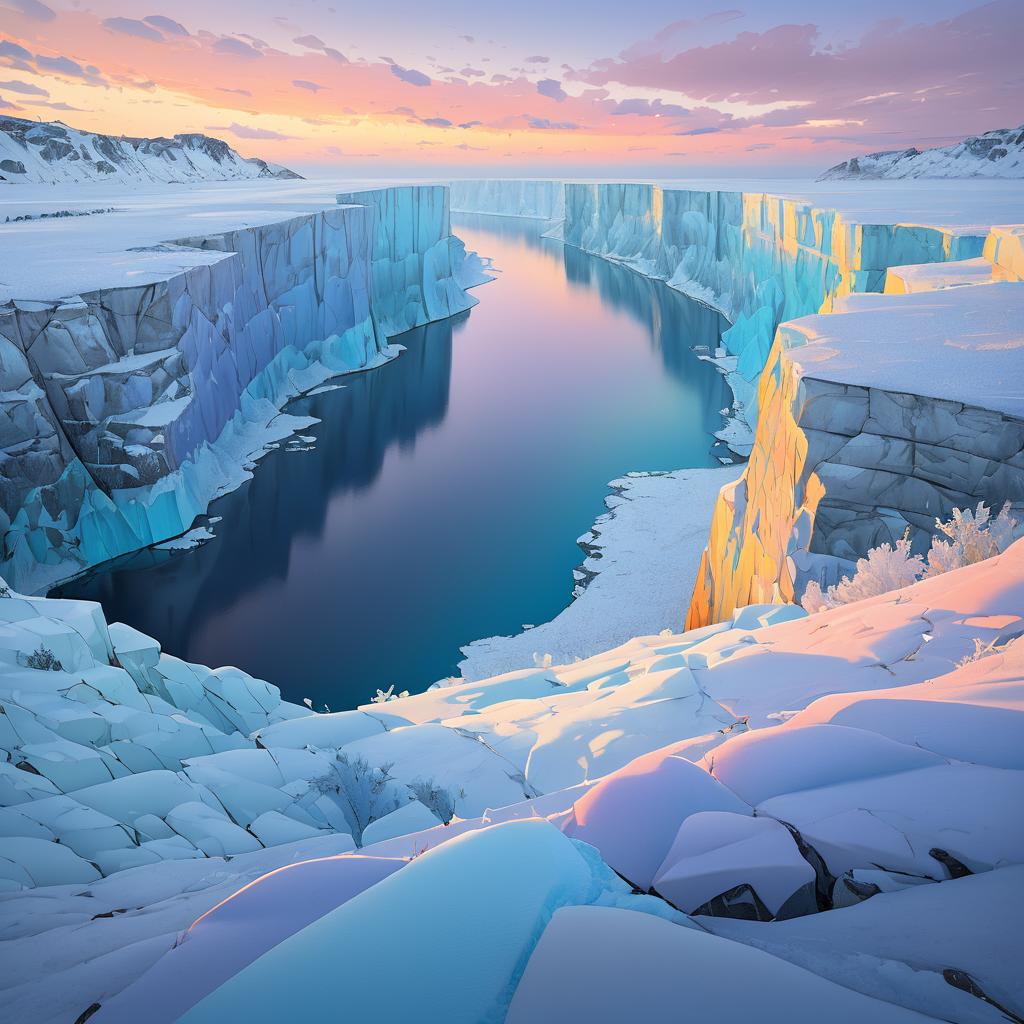 Pastel Dawn Over Subzero Cliffs