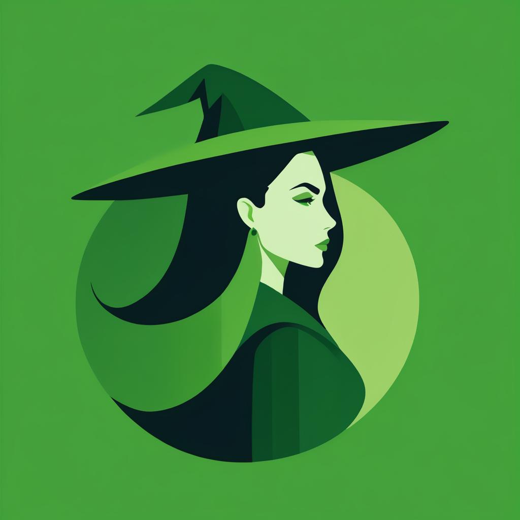 Minimalist Moss Green Witch Illustration