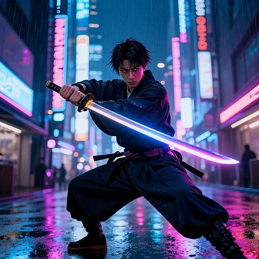 Cyberpunk Kijin with Neon Katana