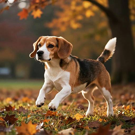 Photorealistic Beagle in Autumn Park