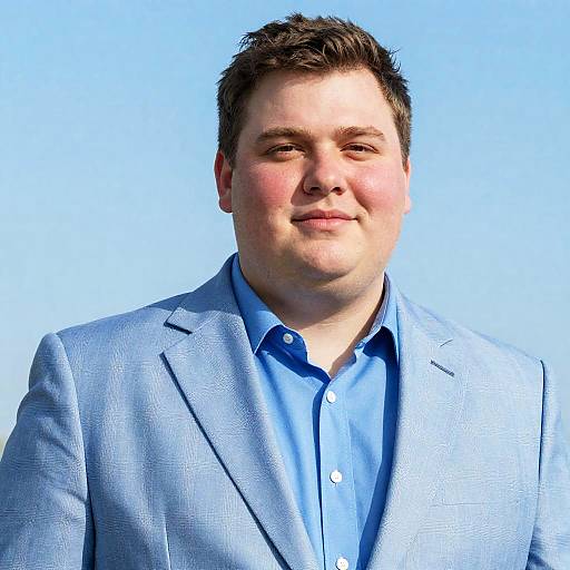 Chubby Man in Blue Suit Portrait