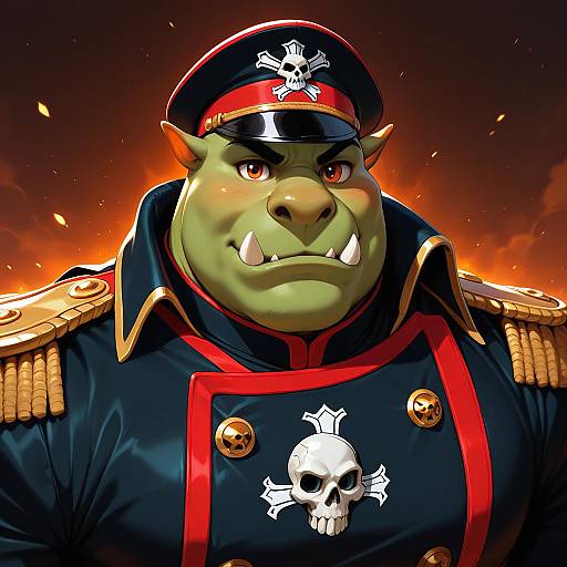 Muscular Ogre in Military Uniform