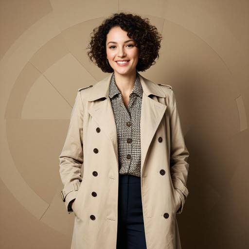 Elated Businesswoman in Beige Trench Coat