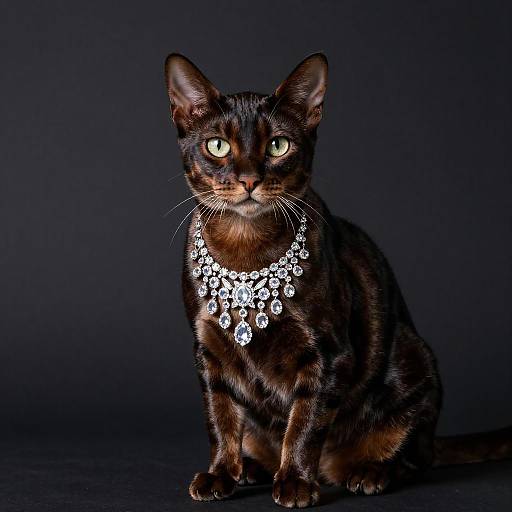 Savannah Cat with Diamond Necklace