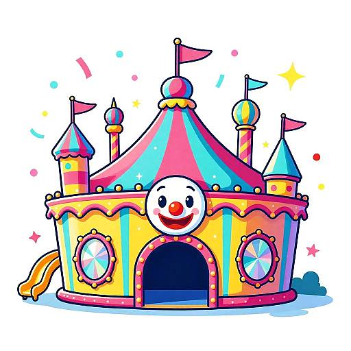 Cheerful Carnival Funhouse Illustration