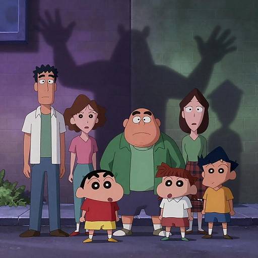 Animated Group with Monster Shadow on Wall