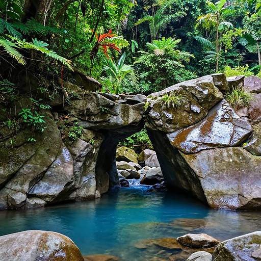 Natural Stone Arch Over Blue River