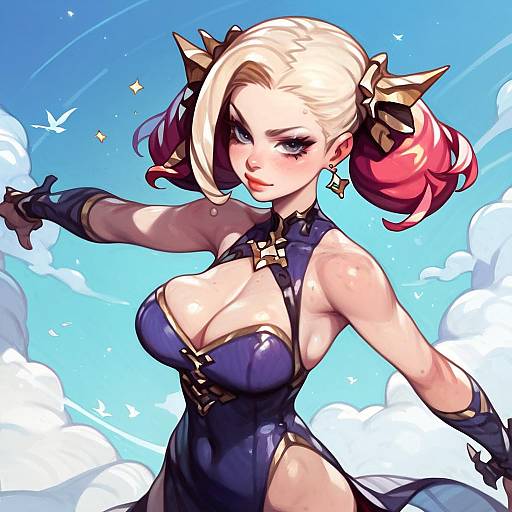 Vibrant Blended-Color Attractive Cartoon Pose