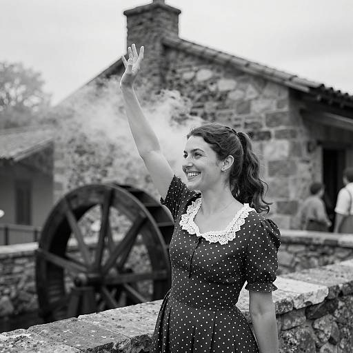 Joyful Woman in a Historic Setting