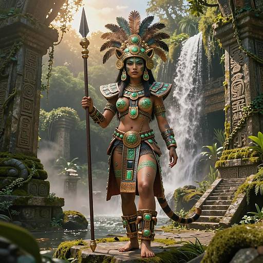 Majestic Mayan Jaguar Priestess Artwork