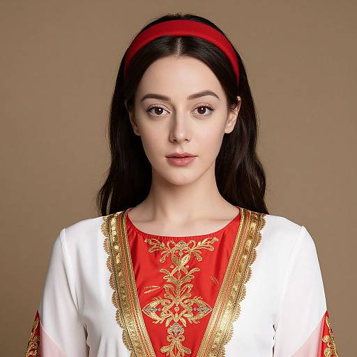 Elegant Woman in Embroidered Dress