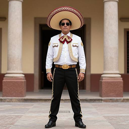 Mexican Male Costume in Front of Building
