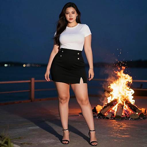 Curvy Manga Woman by Night Pier