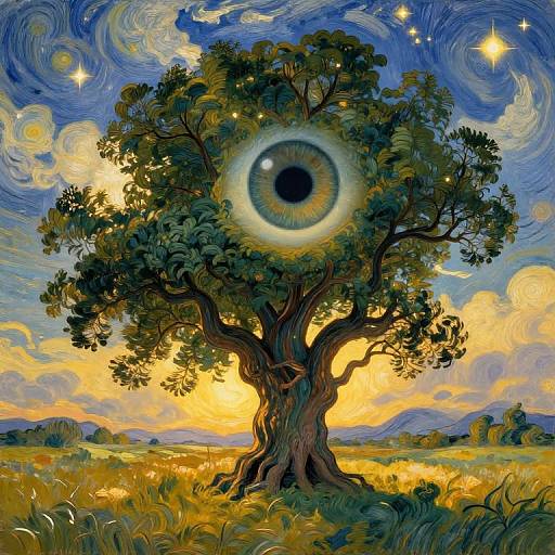 Surreal Primordial Tree at Golden Hour