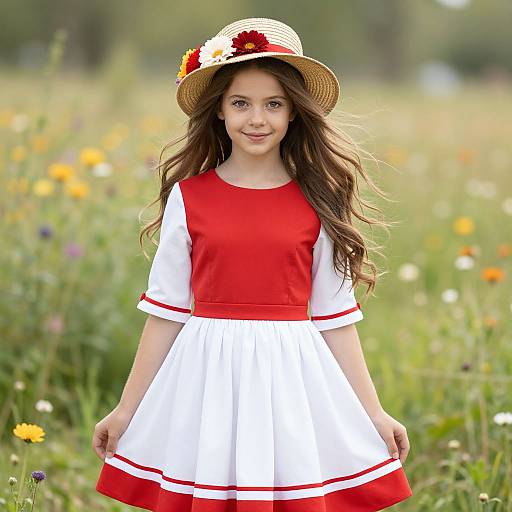 Cheerful Girl in Floral Meadow