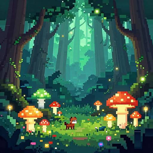 Enchanted Pixel Forest Scene