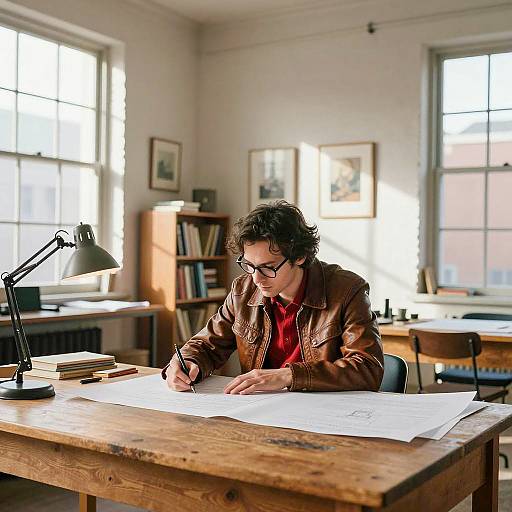 Focused Writer in an Industrial Room