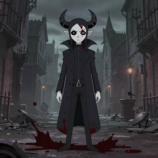 Gothic Streets with Blood Splatter Art