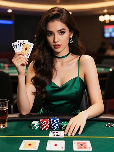Glamorous Woman Playing Poker
