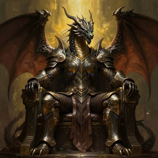 Cyberpunk Dragon God on Throne