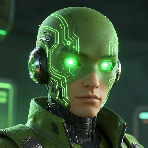 Futuristic Green Cybernetic Avatar