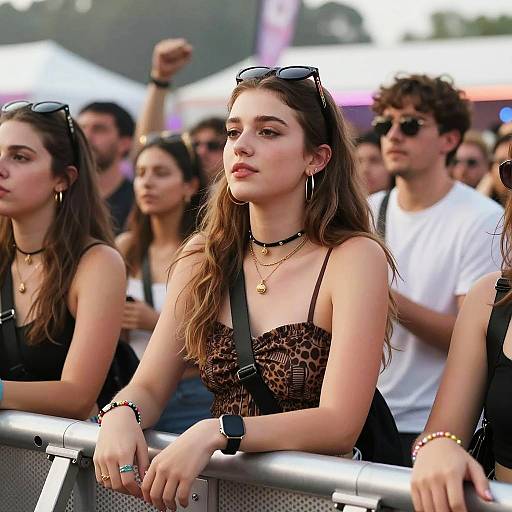 Confident Woman Leading Festival Crowd