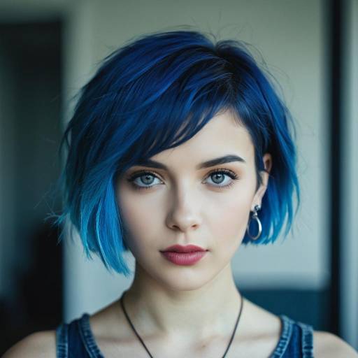 Realistic Blue Ombre Short Hairstyle Portrait