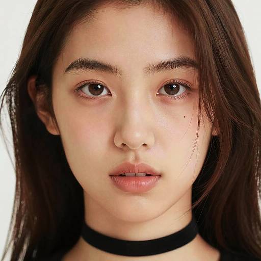 Close-up Portrait of Young Woman with Black Choker