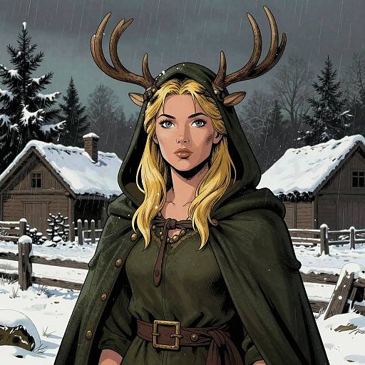Female Druid with Antler Crown