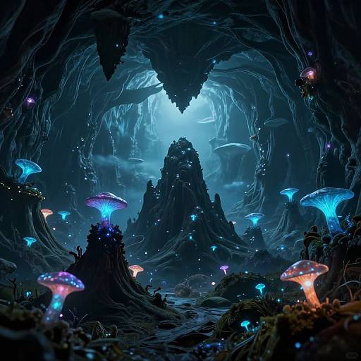 Bioluminescent Fungi in Inverted Realm