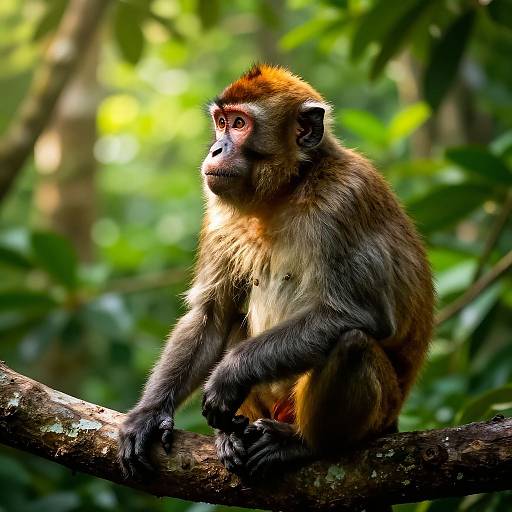 Detailed Monkey Profile in Rainforest