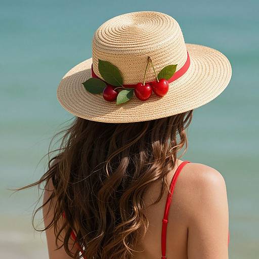 Cherry-Adorned Straw Hat Style