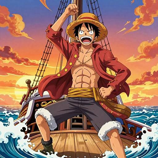 Anime-style drawing of Luffy from 
