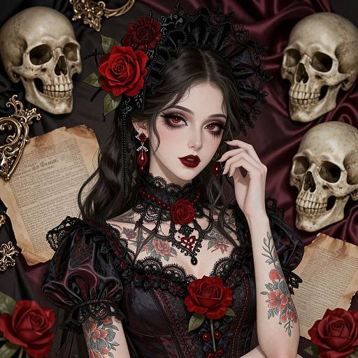 Gothic Victorian Woman with Roses