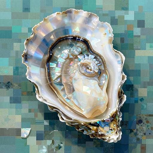 Mosaic Pearl Oyster Digital Artwork
