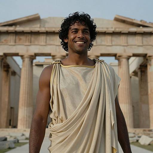 Smiling Man in Ancient Greek Toga