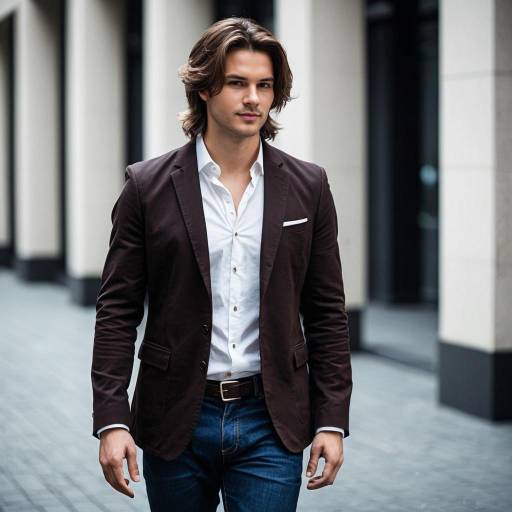 Elegant young man in dark blazer and white shirt